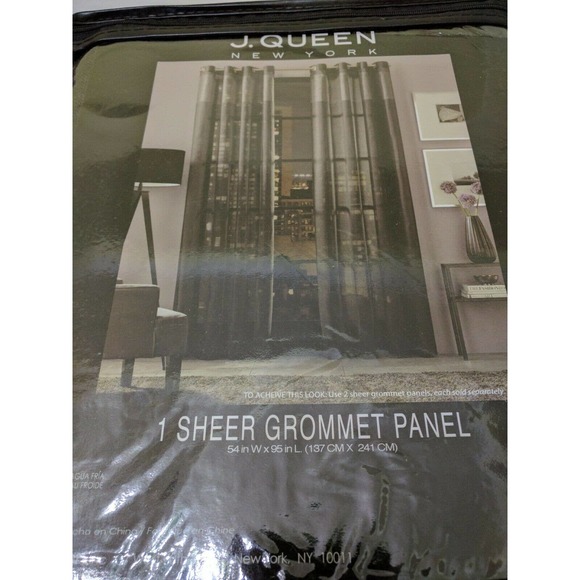 1 (One) JQUEEN J Queen New York Sheer Grommet Window Curtain Panel Gray 54"x95" - Picture 4 of 5